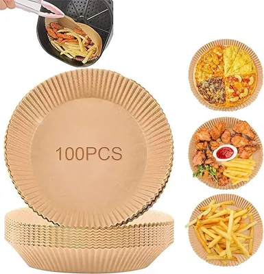 Produktbild von Backpapier Air fryer Rund, 100 Stück Antihaft-Einweg-Luftfritteusen Pergamentpapier für Heißluftfritteuse Bratpfanne Ofen Bratpfanne, Backpapier für Heißluftfritteuse(6.3IN)