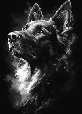 Produktbild von Plakat 13x18cm Tierporträt für das Wohnzimmer | Schäferhund | Schwarz Weiß