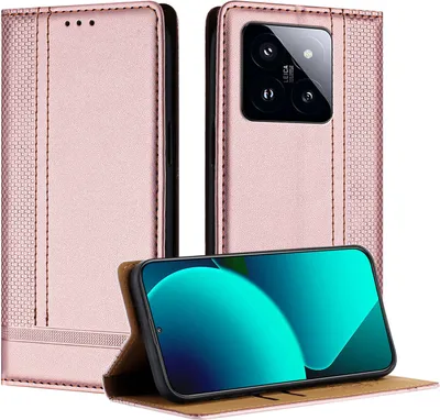 Produktbild von Handyhülle für Xiaomi 14 Pro Leder Flip Klappbare Schutzhülle mit Standfunktion Pink