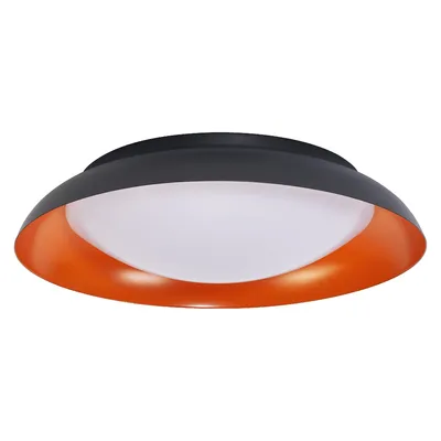 Zdjęcie produktu dla LEDVANCE Orbis Plate lampa sufitowa LED, czarno-pomarańczowa, 35W, 1700lm, 3000K, 430mm, 830 przyjazna ciepła biel, możliwość ściemniania w 3 krokach za pomocą kopnięcia, stopień ochrony IP20, śruby montażowe i kołki w zestawie