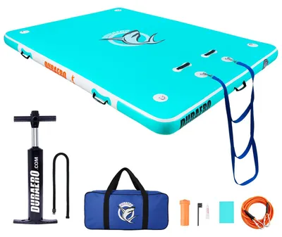 Produktbild von Aufblasbare Schwimmplattform XL - 240 x 180 x 15 cm - Polyvinylchlorid - Rutschfeste Schwimminsel - Schwimminsel für Familie und Freunde