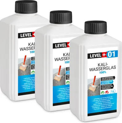 Produktbild von Kaliwasserglas 3L Pur Betonversiegelung Holzschutz Imprägnierung Grundierung Verfestung Unverdünnt Level+ RM01