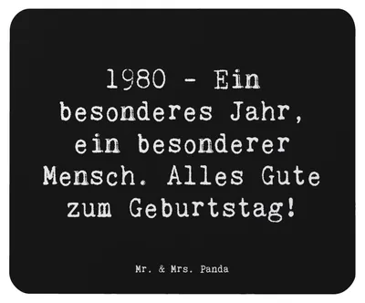 Produktbild von Mr. & Mrs. Panda Mauspad Spruch 1980 Geburtstag - Schwarz - Geschenk, Geburtstagsjahr, Alter, Happy Birthday, Geburtstagsgeschenk, Mousepad, computermatte, laptop