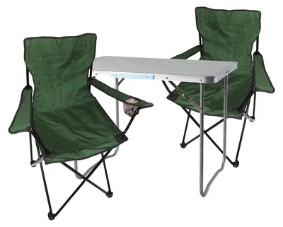 3-tlg. Grün Campingmöbel Set, Tisch mit Tragegriff und Campingstuhl mit Tasche