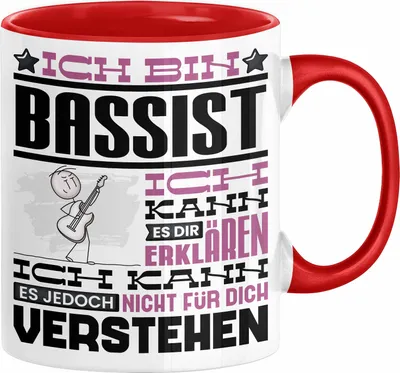 Produktbild von Bassist Geschenk Kaffee-Tasse Geschenkidee für Bassist Ich Bin Bassist Ich Kann Es Dir Erklären Jedoch Nicht Für Dich Verstehen Spruch Lustig (Rot)