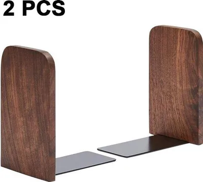 Produktbild von Holzbücherständer, natürliche Holzfarbe, dekorative Bücherständer, 13*8*10,5 cm, 1 Stück, quadratische Köpfe aus schwarzer Walnuss.