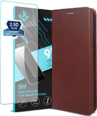 Produktbild von Handyhülle für Samsung Galaxy S26 Ultra mit 9H Displayglas Echtleder Flip Cover Hülle Case Kartenfach RFID Schutz Farbe: Dunkelbraun