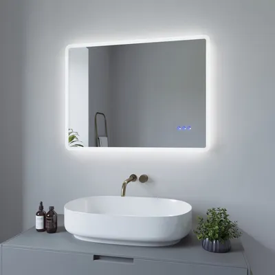 Produktbild von AQUABATOS 80 x 60 cm LED Badspiegel Badezimmerspiegel mit Beleuchtung Wandspiegel Touch-Schalter Antibeschlag Wandspiegel 3 Lichtfarben Kaltweiß Neutralweiß Warmweiß