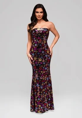 Produktbild von Ombre Elegantes Paillettenkleid mit Blumenmuster M
