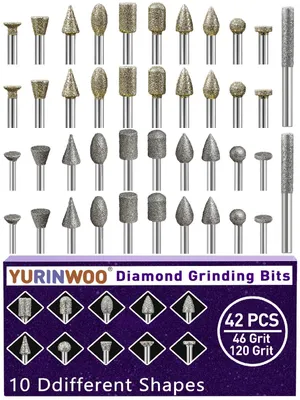 Diamantschleifbits 42-tlg., Körnung 46 & 120, 3 mm Schaft