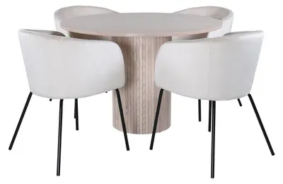 Produktbild von Essgruppe Esstisch Bianca Ø110cm mit Stühlen Berit aus Samt