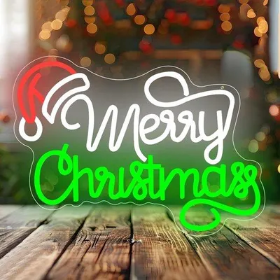 Obrázek produktu pro Neonové osvětlení "Veselé Vánoce" - Santa Claus, LED dekorace