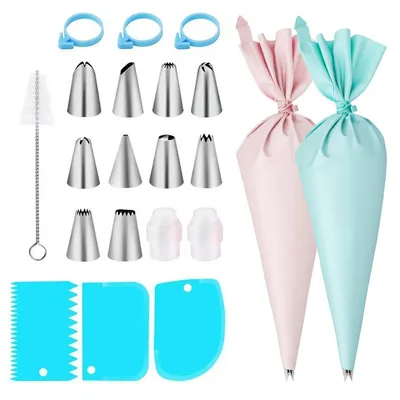 Produktbild von Garnierset Spritzbeutel 40-teilig, mit Tüllen, ideales Backset für Anfänger, Tortendeko Set für Cupcakes, Kuchen & kreative DIY Backideen