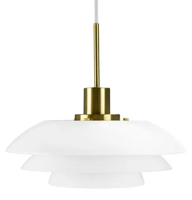 Produktbild von Pendelleuchte LED, Hängelampe, Deckenlampe Pendel, Pendellampe Esstisch, Pendelleuchte für Wohnzimmer, Skandinavische Design, DL31 Opal/ Messing