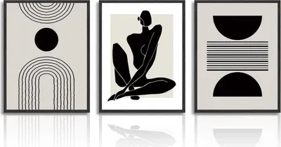 Produktbild von Dazzlewall Boho Poster Set Abstrakte Geometrische Wandbilder 30x40 cm 3er Set