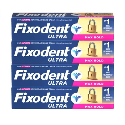 Produktbild von Fixodent Ultra Max Hold Prothesenhaftcreme | 4er-Pack extra stark | 4x62g