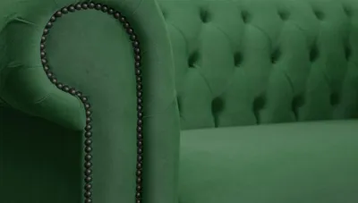 Image de Cheserfield Velvet Canapé 2 places Designer Canapé Textile Tissu Rembourrage Vert