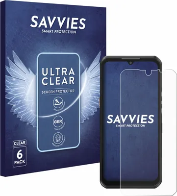 A product box and a smartphone with a screen protector are shown.