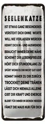 Produktbild von Blechschild Spruch 27x10 cm Seelenkatze Schild