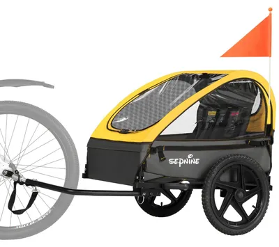 Image de Sepnine BT609 Remorque Vélo Enfants – 2 Kids, Pliable, Étanche - Jaune
