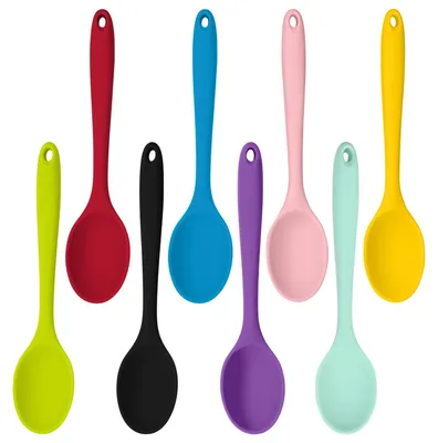 8 Silikon-Kochlöffel, 20 cm, hitzebeständig bis 230 °C, bunt