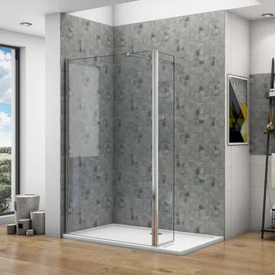 Produktbild von 30x200cm Walk in Duschwand+30x200cm Flipper Panel + 73-120cm Stabilisator 8mm NANO Seitenwand Duschwand Dusche Drehwand Bad