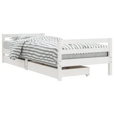 Image de vidaXL Lit d'enfant avec tiroirs blanc 90x190 cm pin massif
