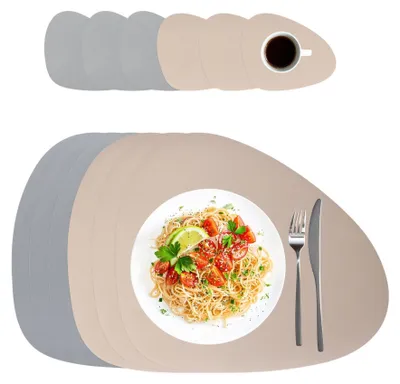 Produktbild von Tischsets und Untersetzer aus Kunstleder, wendbar, 6er-Pack