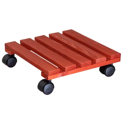 Produktbild von WAGNER Pflanzenroller NATURE 29 x 29 x 8 cm, für Innenbereich, Massivholz, ziegelrot, Tragkraft 100 kg, EU Ware - 20088601