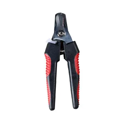 A pair of dog nail clippers on a white background.