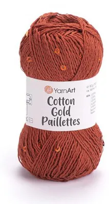 Obrázek produktu pro YarnArt Bavlněná Gold Paillettes příze 50 g / 100 m - barva 7117 cihlová - bavlněná příze