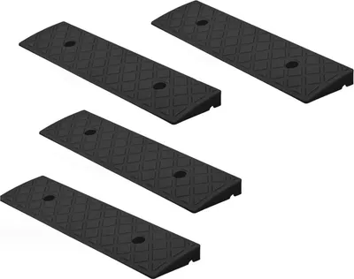 Obrázok produktu pre sada 4 kusov - Nájazdová rampa 49x13x3 cm | obrubníková rampa | nájazdový klin | nájazdová rampa pre invalidný vozík | prahová rampa pre motorku, auto, invalidný vozík, príves, trakař | nájazdová pomôcka - plastová rampa | prahová rampa