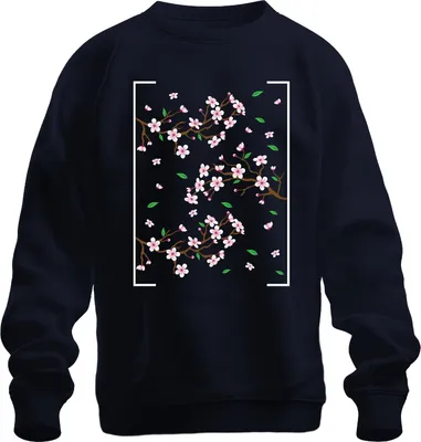 Immagine prodotto di Cherry Blossoms Sakura Branches Spring Japanese Flower Pattern Style Felpa Unisex Pullover, Navy, 3XL
