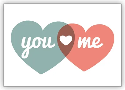 Produktbild von Romantische Liebeskarte mit zwei Herzen nicht nur zum Valentinstag für Verliebte: you & me