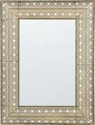 Obrázok produktu pre BELIANI Nástenné závesné zrkadlo zlaté 69 x 90 cm obdĺžnikový ozdobný rám doplnok do domácnosti dizajnový doplnok
