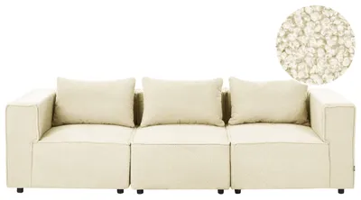 Produktbild von BELIANI 3-Sitzer Sofa Cremeweiß Bouclé Gepolstert mit Losen Rückenkissen Breite Armlehnen Modular Modernes Design Wohnzimmer Modulsofa Polstersofa
