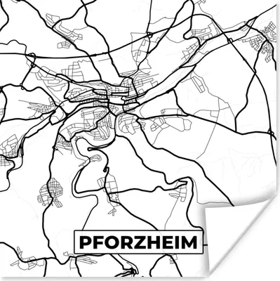 Produktbild von MuchoWow® Poster Pforzheim - Karte - Stadtplan 50x50 cm - Wohnzimmerdekoration