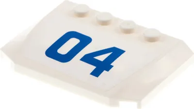 Produktbild von 1x Lego Motorhaube 4x6 creme weiß gebogen Sticker Nr.04 blau 52031pb075