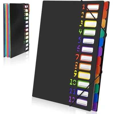 Produktbild von Fächermappe A4 mit 12 Fächern, 24 Taschen, wasserdicht, Schwarz