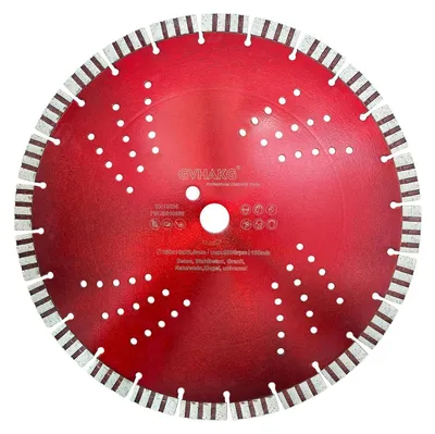 Immagine prodotto di Disco diamantato da taglio turbo da 350 mm per cemento, calcestruzzo armato e pietra, con segmenti da 15 mm, dimensioni 350x25,4 mm