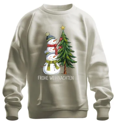 Produktbild von Frohe Weihnachten Schneemänner Weihnachtsbaum Niedlich Sweatshirt Pullover, Natur, S