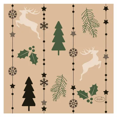 Obrázok produktu pre Duni obrúsky prírodné Yuletide 24x24cm