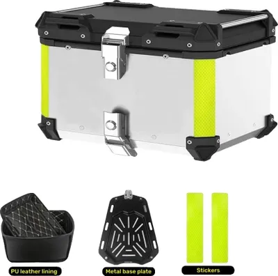 Zdjęcie produktu dla Kufry motocyklowe, konstrukcja aluminiowa, wodoodporna konstrukcja, srebrne – 80 l