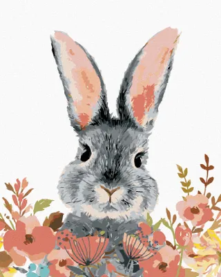 Produktbild von Zuty - Malen nach Zahlen - KANINCHEN MIT BUNTEN BLUMEN, 40x50 cm, ohne Keilrahmen