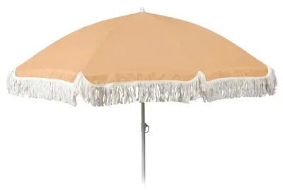 Produktbild von Sonnenschirm UV-Schutz 30+ Strandschirm mit Fransen Balkonschirm Schirm Ø 155 cm Sonnengelb
