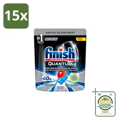 Produktbild von 15 x Finish Powerball Quantum Ultimate Geschirrspültabs - Entfetter - 40 Tabs - Vorratspackung - 15 Stücke