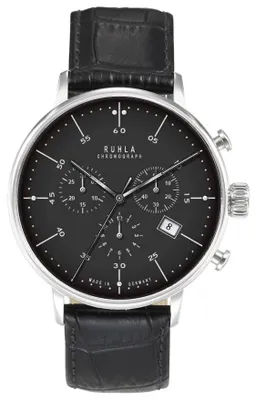 Produktbild von UMR Ruhla 91204 Chronograph Herrenuhr Edelstahl 42 mm Schwarz