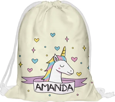 Produktbild von Kinder Turnbeutel mit Namen Beutel Fullprint Tasche Gymsac Jutebeutel Print Bag Fitness Junge Mädchen Unicorn Star [010]