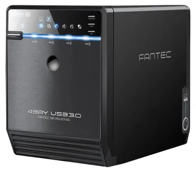 Produktbild von Fantec QB-35US3-6G Laufwerksgehäuse - eSATA, USB 3.0 Host Interface Extern - Schwarz - 4 x HDD unterstützt - 4 x Gesamtschacht - 4 x 3,5" Schacht