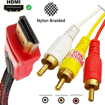 Produktbild von HDMI auf 3RCA Audio Video AV Nylonkabel 1,5 m RCA Stecker Konverter Adapter